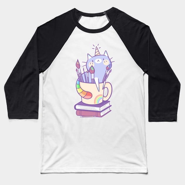 Caticorn Artist Baseball T-Shirt by TaylorRoss1